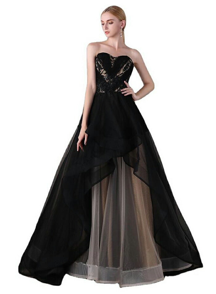 【kd102wz】バイカラーハートカットチュールカラードレス