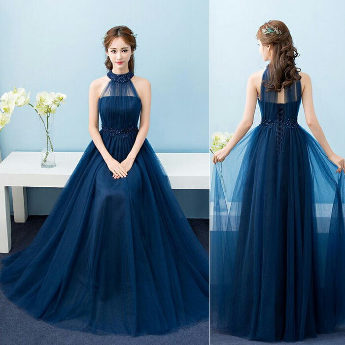 【kd105wz】アメリカンスリーブチュールネイビードレス