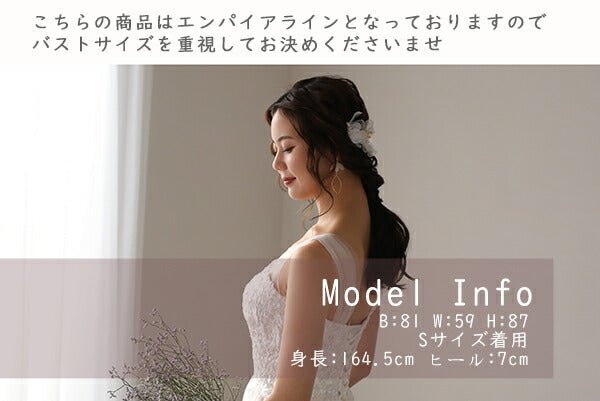 【wd9】バックデザイン刺繍エンパイアドレス Aライン