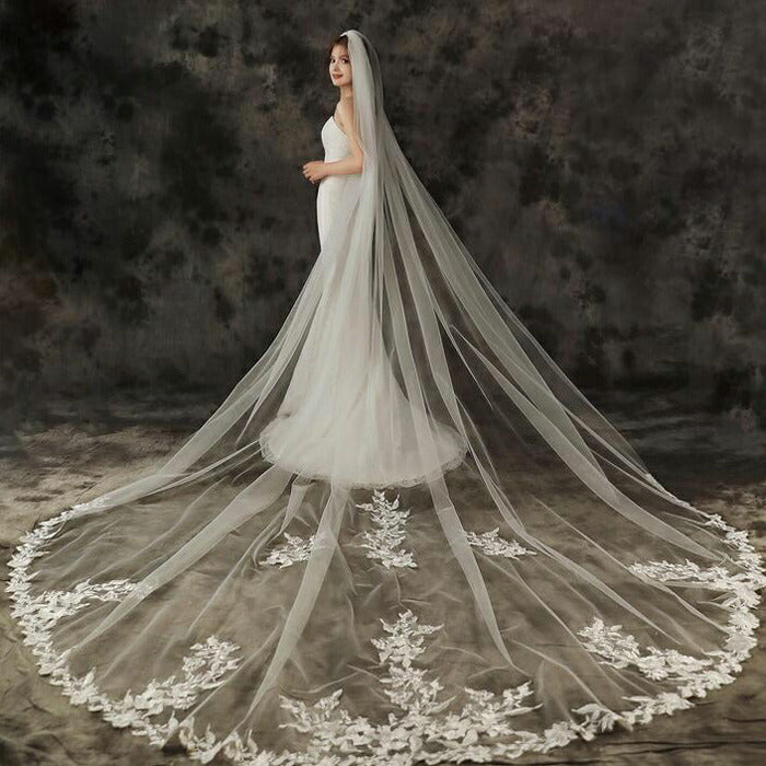 【ts139qq】大ぶりレースロングベール 1層 コーム付き【幅:約3m/長さ:約3.5m】