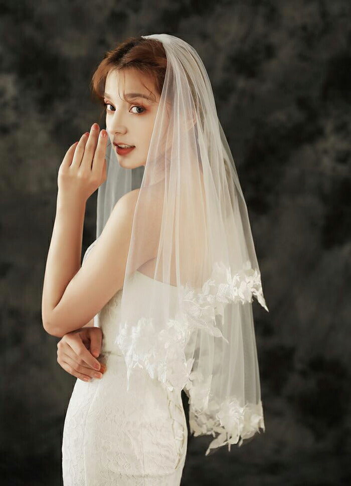 【ts143qq】ケミカルレースミディアムベール 2カラー コーム付き【長さ:約60cm/90cm・幅:約1.5m】