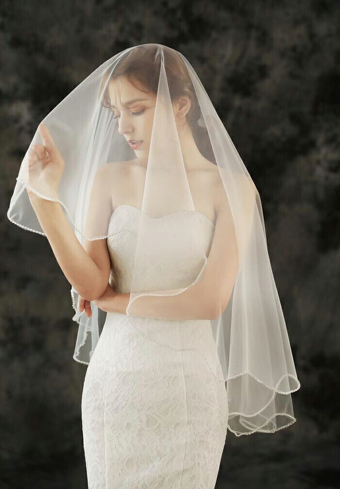 【ts144qq】縁取りラインストーンミディアムベール 2カラー 1層タイプ コームなし【幅:約1.5m・長さ:約1.5m】