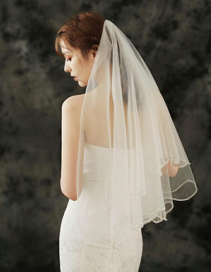 【ts144qq】縁取りラインストーンミディアムベール 2カラー 1層タイプ コームなし【幅:約1.5m・長さ:約1.5m】