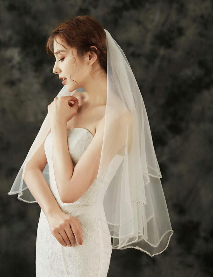 【ts144qq】縁取りラインストーンミディアムベール 2カラー 1層タイプ コームなし【幅:約1.5m・長さ:約1.5m】