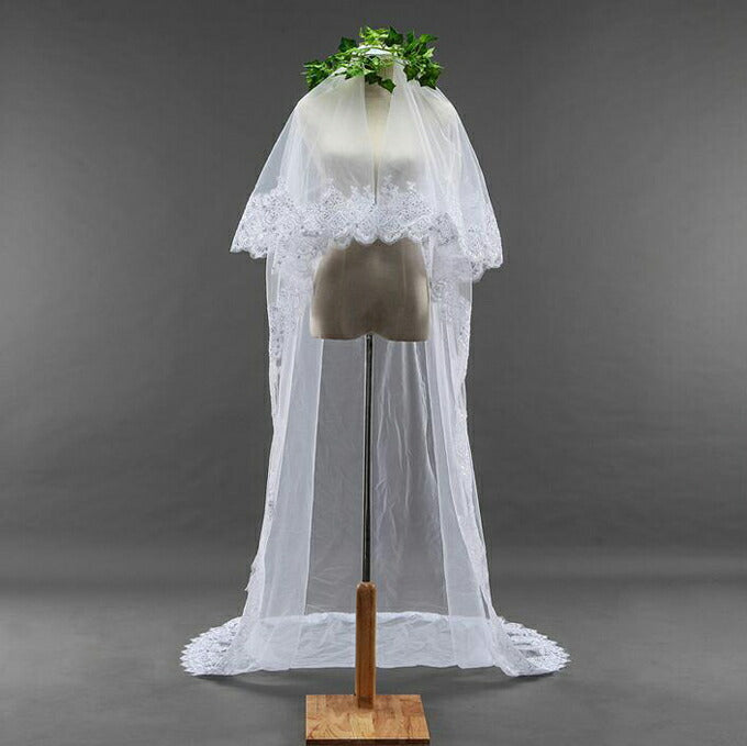 【ts164hg/ts166hg】スカラップレーススリムロングベール コーム付き 2カラー 選べる長さ【長さ:約 65cm/235cm】【長さ:約80cm/300cm】幅:約150cm