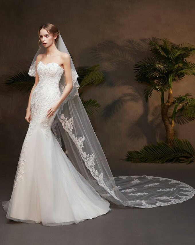 【ts175hg】楕円チュールレースロングベール 2カラー コーム付き【長さ:約80cm/300cm・幅:約150cm】