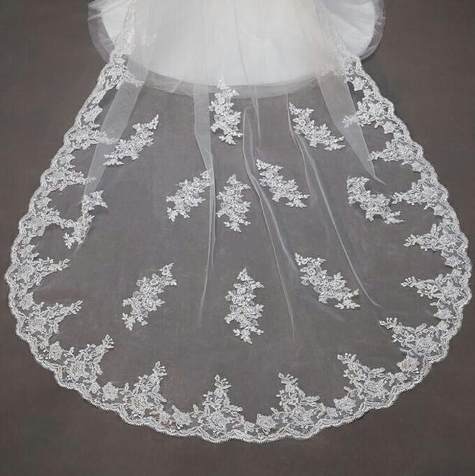 【ts175hg】楕円チュールレースロングベール 2カラー コーム付き【長さ:約80cm/300cm・幅:約150cm】