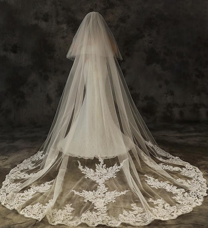 【ts181】シンフォニーレースカテドラルロングベール コーム付き【長さ:約0.8m/3m・幅:約3m】)