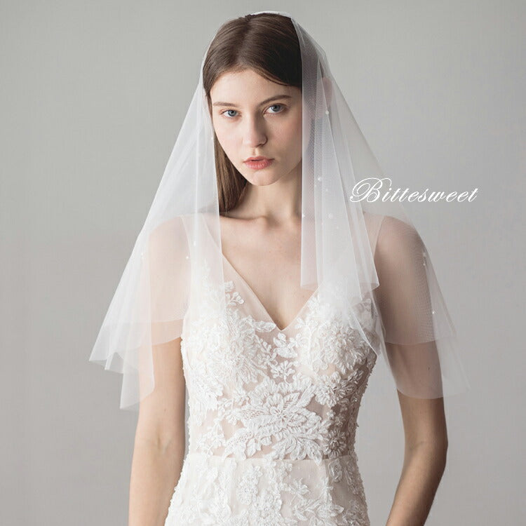 【ts36jd】ラインストーンショートベール コーム付き【長さ60cm/80cm】