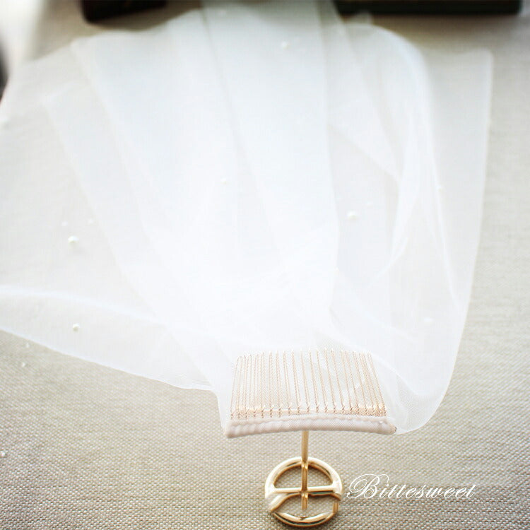 【ts36jd】ラインストーンショートベール コーム付き【長さ60cm/80cm】