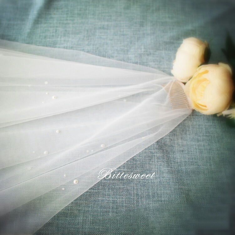 【ts36jd】ラインストーンショートベール コーム付き【長さ60cm/80cm】