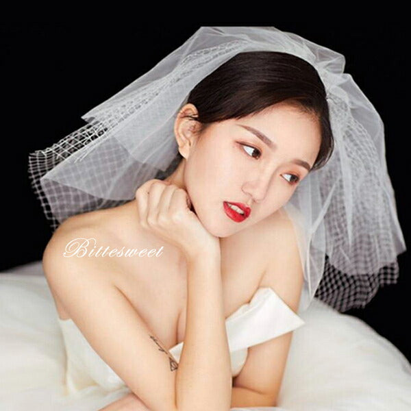 【ts37jd】ネットオーガンジーショートベール コーム付き