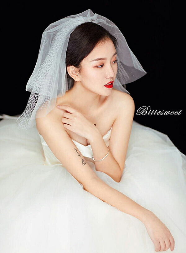 【ts37jd】ネットオーガンジーショートベール コーム付き