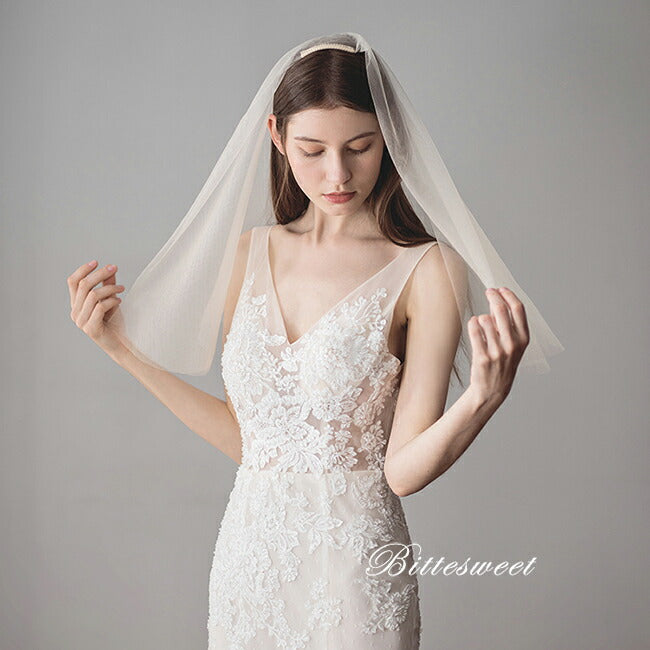 【ts47jd】ソフトチュールショートベール コーム付き 2カラー【60cm以下】