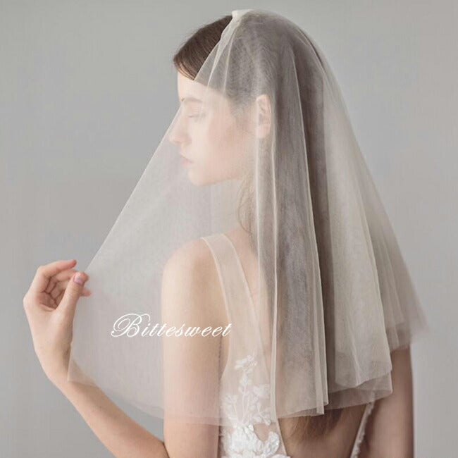 【ts47jd】ソフトチュールショートベール コーム付き 2カラー【60cm以下】