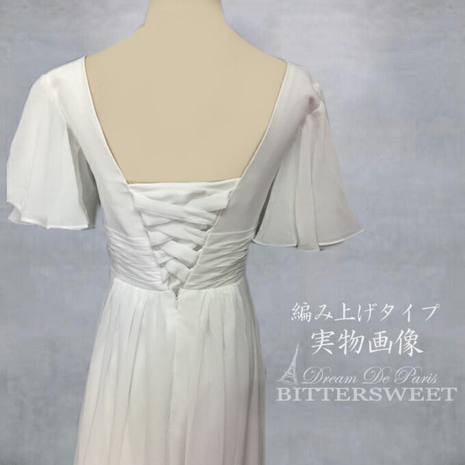 【wd141jx】フレアスリーブタックデザインドレス Aライン