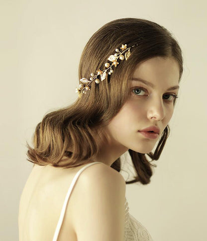 【ac135jd】リーフパールヘッドドレス