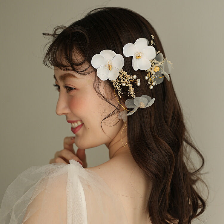 ac201ct】ウェディング ヘアアクセ ヘアアクセサリー 花 3点セット