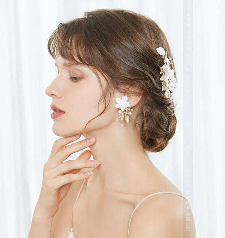 ac212hm】ウェディング ウエディング ヘッドドレス ヘアドレス ピアス イヤリング アクセサリー ウェディングアクセサリー ブライダ –  B'sweet