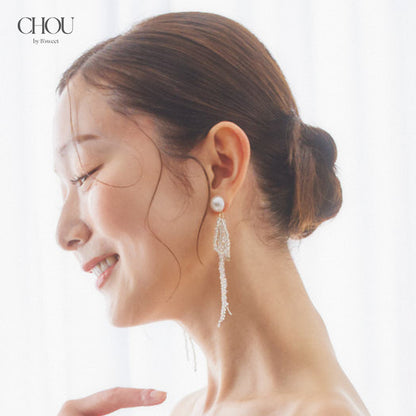 【ac238mo】パールビジューリボンピアス