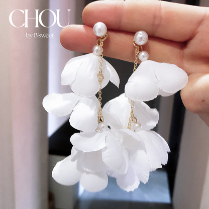【ac243mo】シフォンフラワーピアス