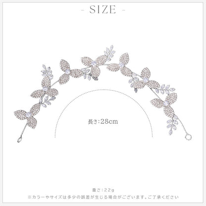 【ac272mo】フローラルリーフ ビジューカチューシャ