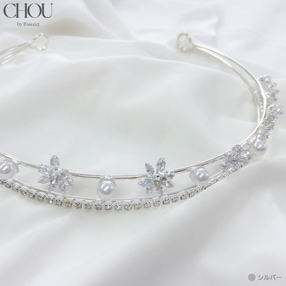 【ac273mo】ダブルライン パールビジューカチューシャ