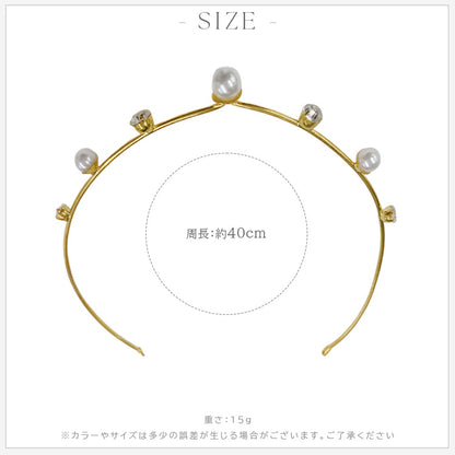 【ac274mo】パールビジュー シングルライン カチューシャ