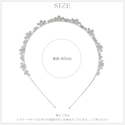 【ac275mo】フラワー＆リーフ ビジューカチューシャ