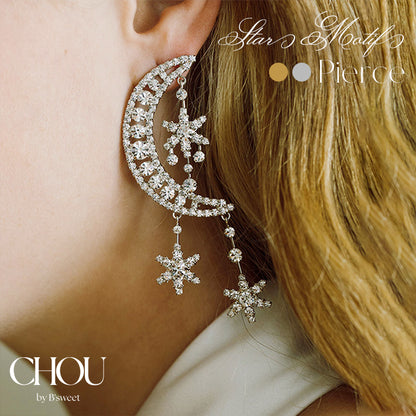 【 ac281mo】ムーンスターアシンメトリーピアス