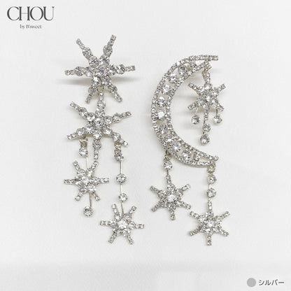 【 ac281mo】ムーンスターアシンメトリーピアス