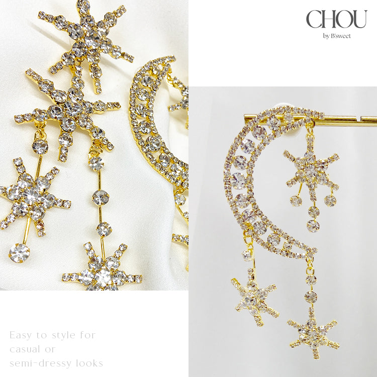 【 ac281mo】ムーンスターアシンメトリーピアス