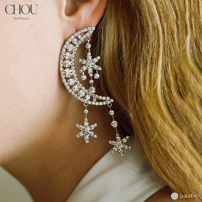 【 ac281mo】ムーンスターアシンメトリーピアス