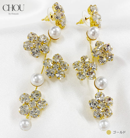 【ac282mo】フラワーパールピアス