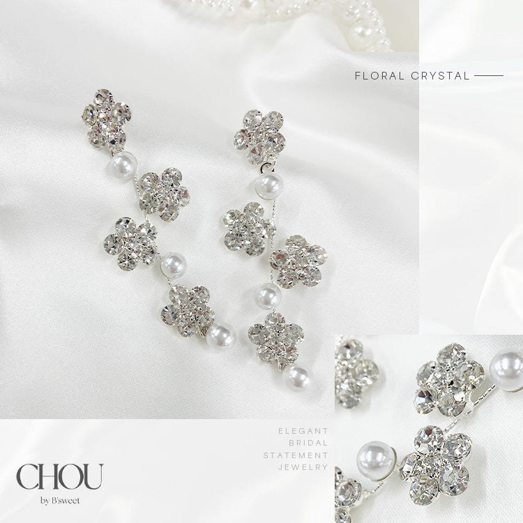 【ac282mo】フラワーパールピアス