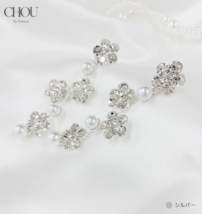 【ac282mo】フラワーパールピアス