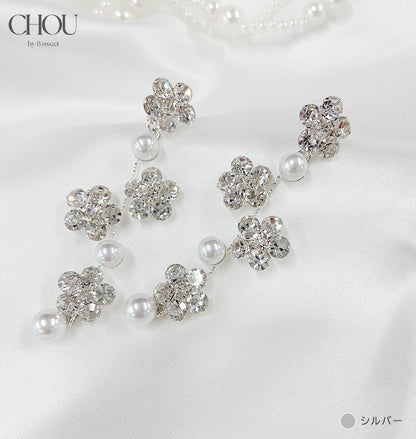【ac282mo】フラワーパールピアス