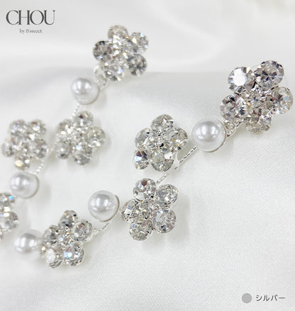 【ac282mo】フラワーパールピアス