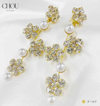 【ac282mo】フラワーパールピアス