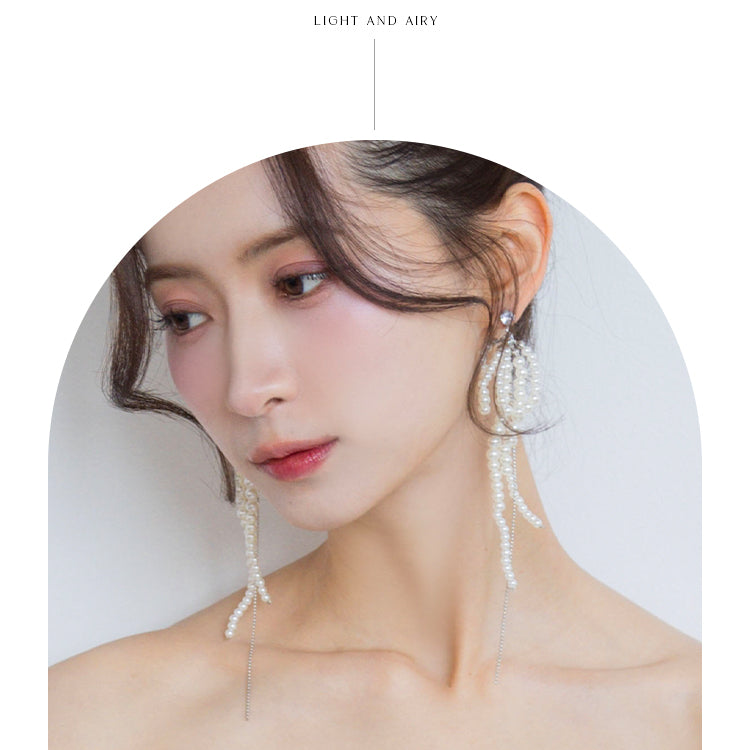 【ac286mo】パールタッセルピアス