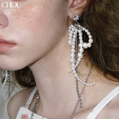 【ac286mo】パールタッセルピアス