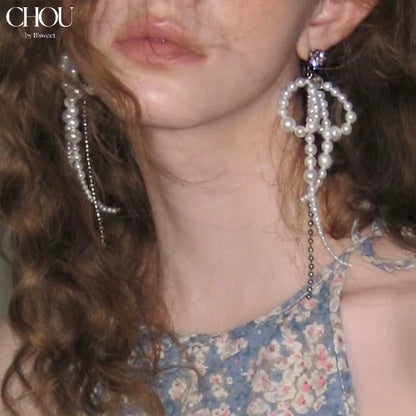 【ac286mo】パールタッセルピアス