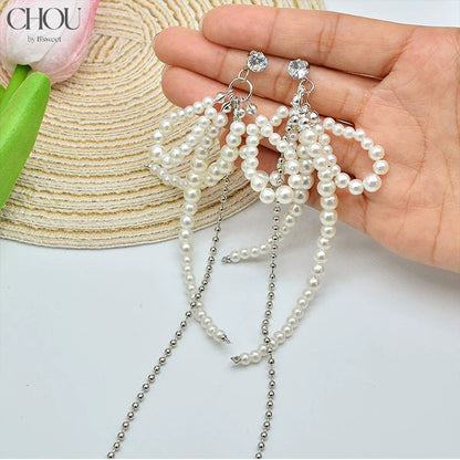 【ac286mo】パールタッセルピアス