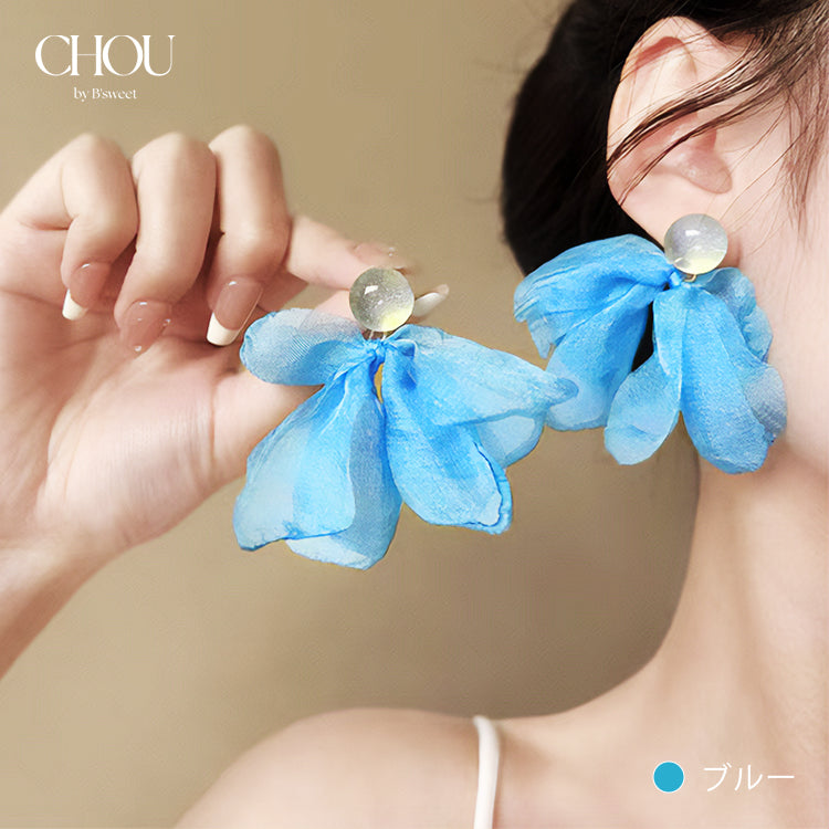 【ac289mo】シフォンブルーミングピアス