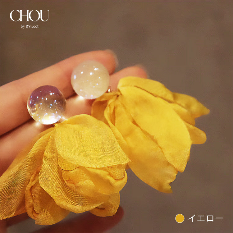 【ac289mo】シフォンブルーミングピアス