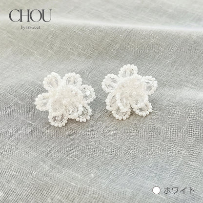 【ac291mo】ビーズフラワーピアス