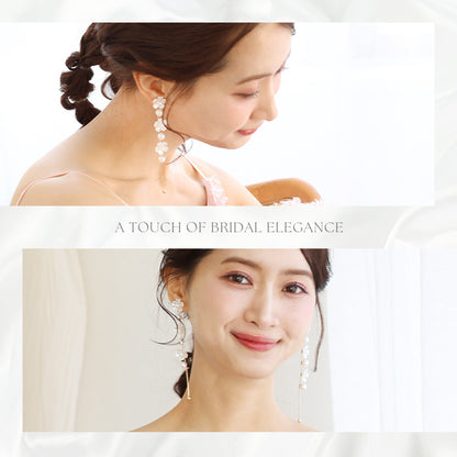 【ac292mo】パールフラワー ロングピアス