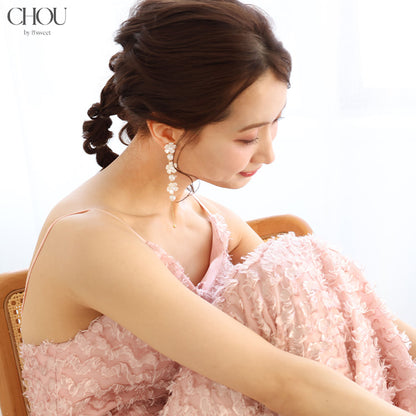 【ac292mo】パールフラワー ロングピアス