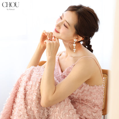 【ac292mo】パールフラワー ロングピアス