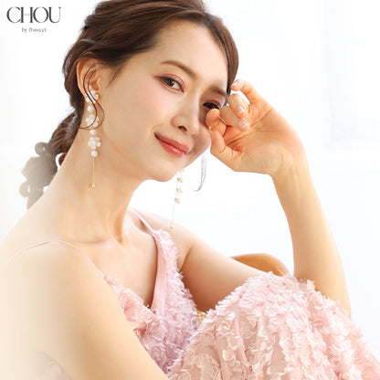 【ac292mo】パールフラワー ロングピアス